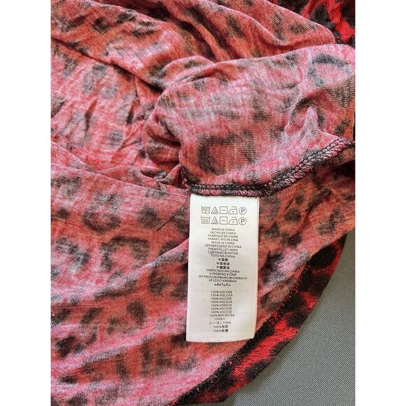 Michael Kors Cheetah Print Blouse Front Ruching Business Office Stretch Red - Picture 4 of 7